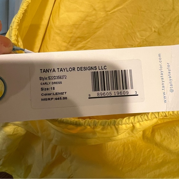 NWT Tanya Taylor Carly Dress Yellow Open Back Puff Sleeve - Picture 8 of 9